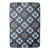 エレガントな青と金の花柄 バスマット (正面縦)