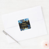 エレガントな青と金の花 ハヌカーパーティー スクエアシール (封筒)
