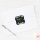 エレガントな青と金の花 誕生日パーティー スクエアシール (封筒)