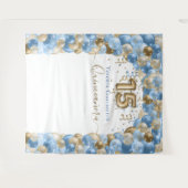 エレガントな青と金の風船アーチのキンセアニエラ タペストリー (正面(横))