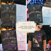 エレガントな青と金、米国250議会議事堂 招待状