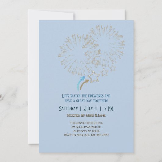 エレガントな青と金、米国250議会 招待状 (裏面)