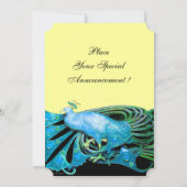 エレガントな青と黒の孔雀 招待状 (裏面)