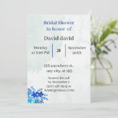 エレガントな青のカスタマイズされたブライズシャワー 招待状 (スタンド正面)