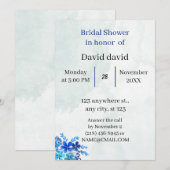 エレガントな青のカスタマイズされたブライズシャワー 招待状 (正面/裏面)