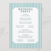 エレガントな青のストライプの結婚式 プログラム (裏面)