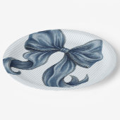 エレガントな青のストライプの蝶ネクタイ ペーパープレート (アングル)