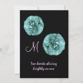 エレガントな青のバラの黒く及び白い結婚式招待状 招待状 (裏面)