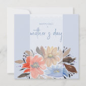 エレガントな青のパステルカラーの水彩花  シーズンカード (正面)