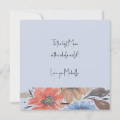 エレガントな青のパステルカラーの水彩花  シーズンカード (裏面)