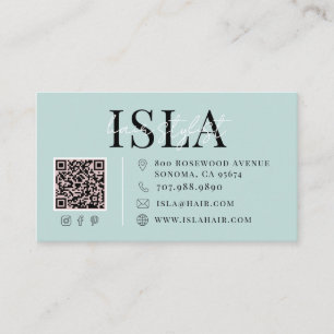 エレガントな青のヘアスタイリスト名刺 名刺