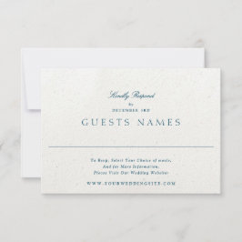 エレガントな青のロマンチック クラシック ウェディングQRコード 出欠カード