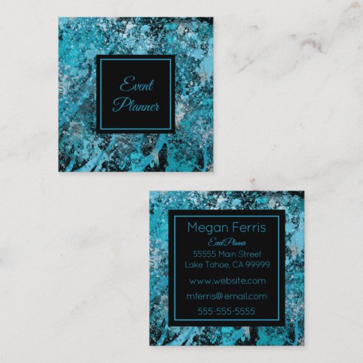 エレガントな青の抽象的な四角形の名刺 スクエア名刺 (正面/裏面)