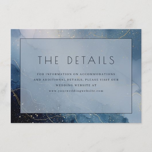 エレガントな青の抽象的な波 エンクロージャーカード (正面)