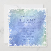 エレガントな青の水彩クリスマスパーティー招待状 招待状 (裏面)