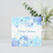 エレガントな青の水彩画のクリスマスパーティー招待状 招待状 (スタンド正面)