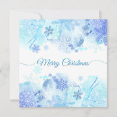 エレガントな青の水彩画のクリスマスパーティー招待状 招待状 (正面)