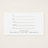 エレガントな青の水彩画ギフト証明書 (裏面)