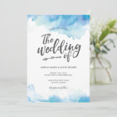 エレガントな青の水彩画 ウェディング招待状 招待状 (スタンド正面)