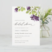 エレガントな青の水彩花モチーフ ゴールドのウェディングシャワー 招待状 (スタンド正面)