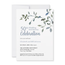 エレガントな青の水彩 25周年結婚記念日