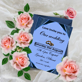 エレガントな青の結婚式招待状 招待状