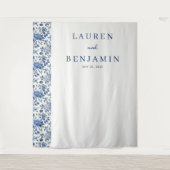 エレガントな青の花 タペストリー (正面)