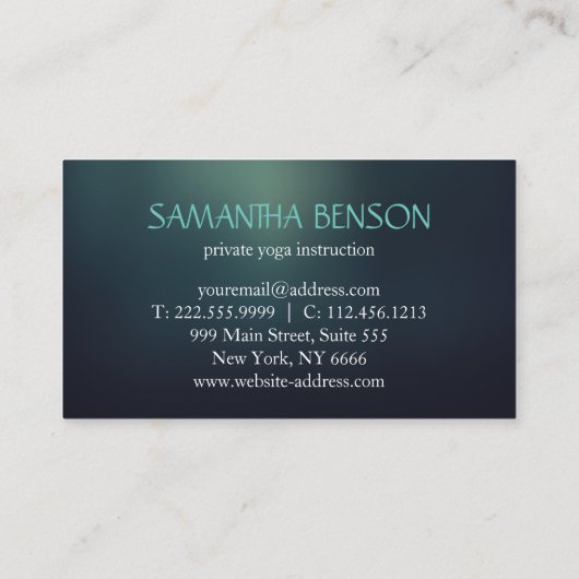 エレガントな青及び金ゴールドのはすヨガのインストラクター 名刺 (裏面)