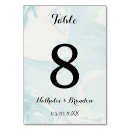 エレガントな青大理石のテーブル番号 テーブルナンバー