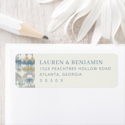 エレガントな青灰色の波 ラベル (インサイチュ)