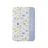 エレガントな青紫の水彩野の花の名前 バスマット (正面縦)