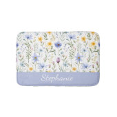 エレガントな青紫の水彩野の花の名前 バスマット (正面)