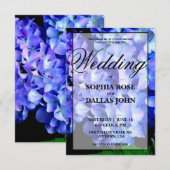 エレガントな青紫の花のハイドランジア ウェディング 招待状 (正面/裏面)