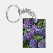 エレガントな青紫色のマグエンタカラーの花のハイドランジア キーホルダー (正面左)