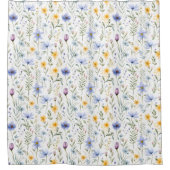 エレガントな青紫色の水彩画の野生の花 シャワーカーテン (正面)