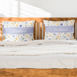 エレガントな青紫色の水彩画の野生の花 枕カバー