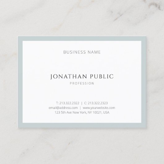 エレガントな青緑のシンプルなテンプレートのモダンな上品 名刺 (裏面)