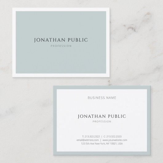 エレガントな青緑のシンプルなテンプレートのモダンな上品 名刺 (正面/裏面)