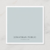 エレガントな青緑のシンプルなテンプレートのモダンのトレンディー スクエア名刺 (正面)