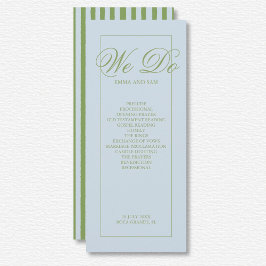 エレガントな青緑のストライプの結婚式プログラム