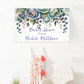 エレガントな青緑の花のブライダルシャワー 横断幕 (インサイチュ)