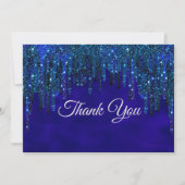 エレガントな青緑色の輝きが滴る サンキューカード (正面)