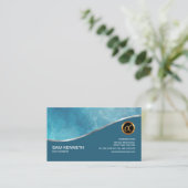 エレガントな青緑色の雲のグランジな金ゴールドの波CEOの創設者 名刺 (スタンド正面)