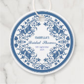 エレガントな青色のシノワズリー ヴィクトリアン チャイニーズ フローラル フェイバータグ (裏面)