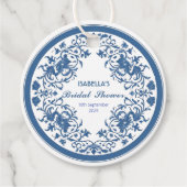 エレガントな青色のシノワズリー ヴィクトリアン チャイニーズ フローラル フェイバータグ (正面)