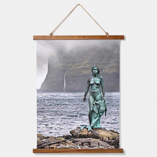 エレガントな青銅の人魚の彫像 吊り下げ型タペストリー (正面)