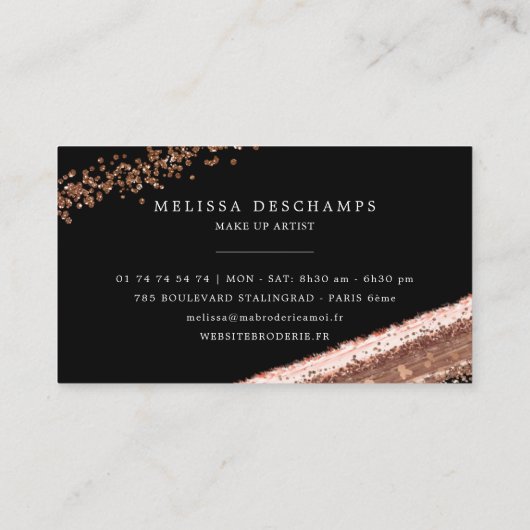 エレガントな青銅色の赤面の黒は打撃を構成します 名刺 (裏面)