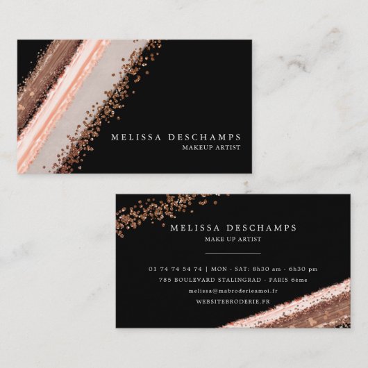 エレガントな青銅色の赤面の黒は打撃を構成します 名刺 (正面/裏面)