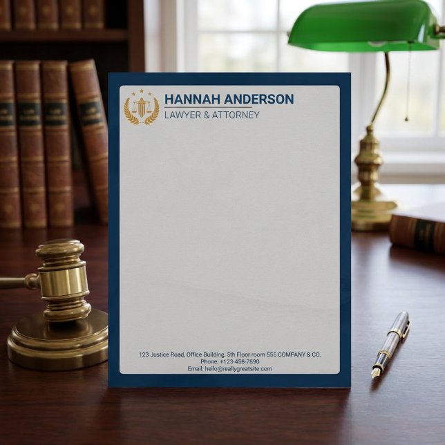 エレガントな青革調の法律事務所レターヘッド レターヘッド (Elegant Blue Leather Look Law Firm Letterhead)