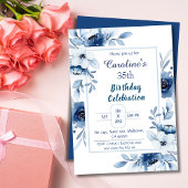 エレガントな青 35歳の誕生日 お花 青のさまざまな色合い 招待状